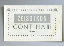 Zeiss Ikon Contina III Instruction Manual Original