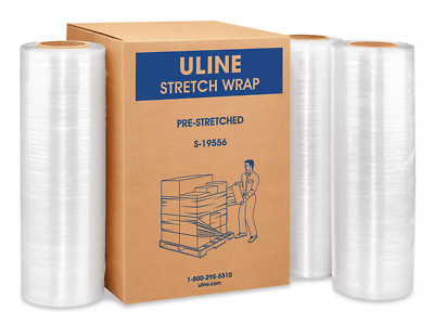 4 Rolls Uline Real Heavy Duty Pre-Stretched Wrap, 39 Gauge (17.3'' Wide x 1,500')
