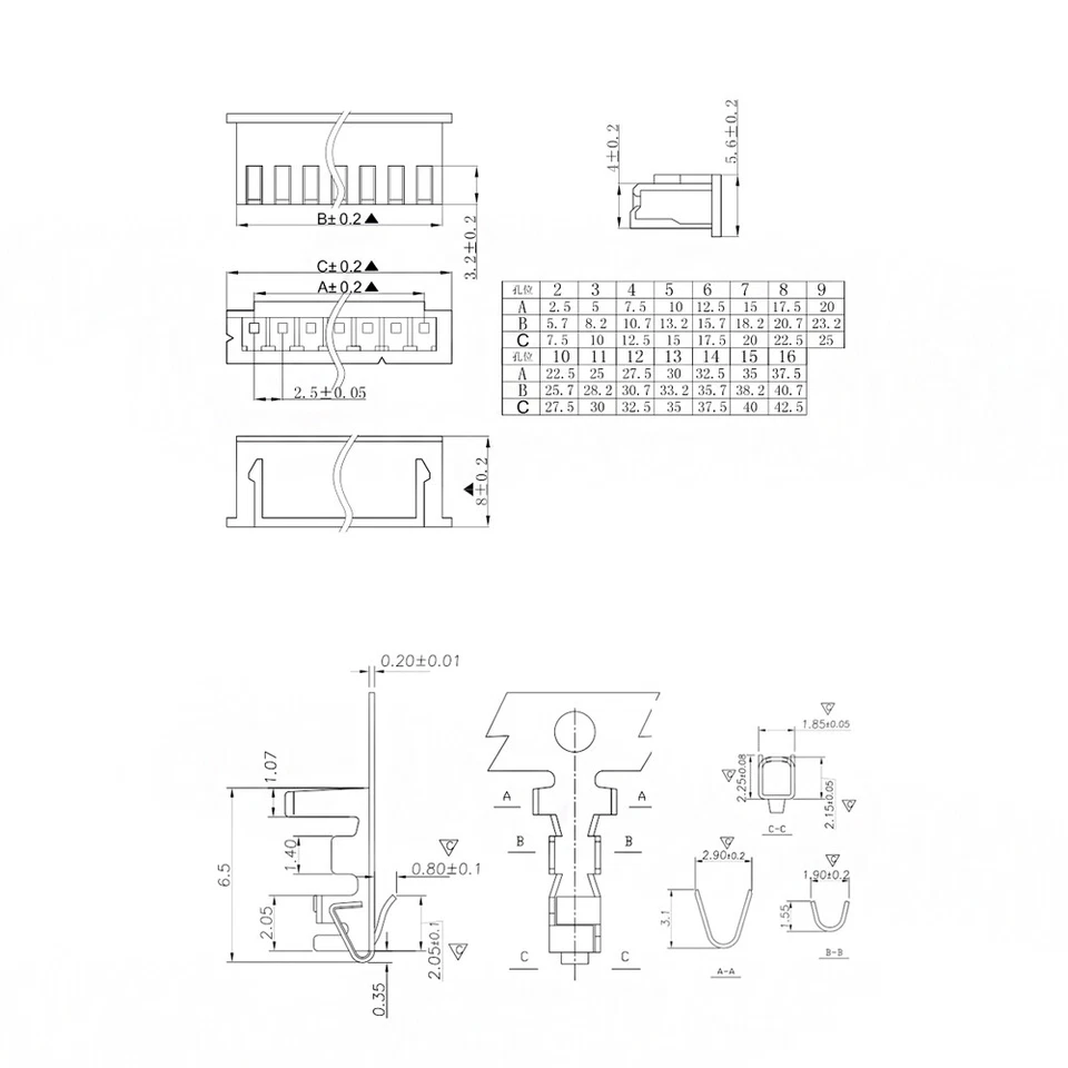 JST XH 2.54mm 1.25mm Female Socket / Crimps Connector 2/3/4/5/6/7/8/9/10/12 Pin - Image 2 of 4
