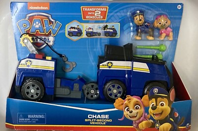 NIB Paw Patrol Chase Split-Second 2-in-1 Transforming Police Cruiser Vehicle Toy