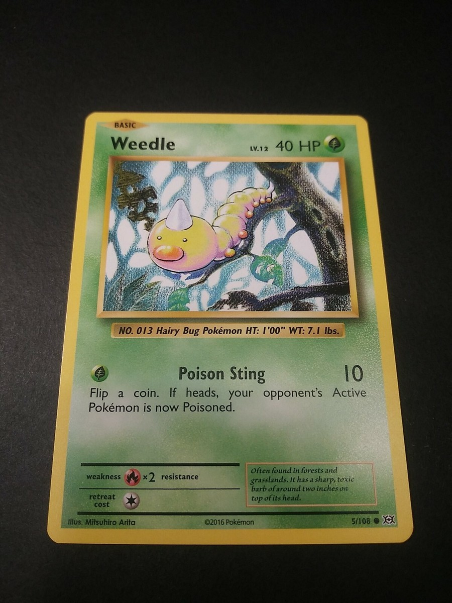 1995 weedle pokemon card value  Base Set First Edition #69(Shadowless) Grass Rarity Pokemon XY Evolutions Weedle Common