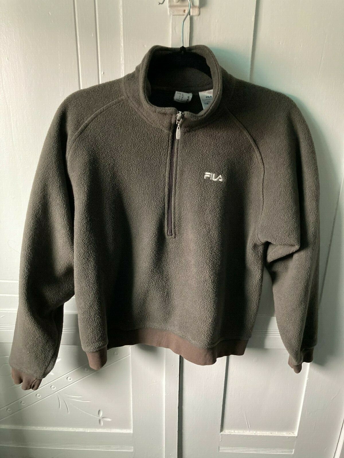 Women’s Athletic Fila Fleece 3 4 Zip Knit cuff and waist Grey Size Medium