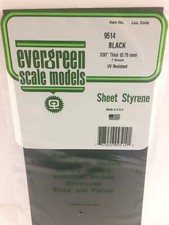 Evergreen Scale Models Black Styrene Sheets 6 x 12in 15.2 x 30.5cm .030in . 9514