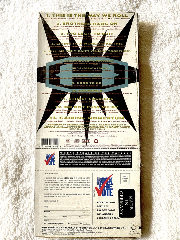 MC HAMMER SEALED LONGBOX CD TOO LEGIT TO QUIT RAP U CANT TOUCH THIS PROMO HYPE Foto 3 de 4