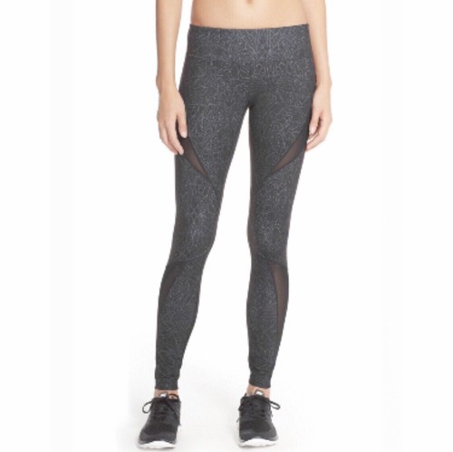 Legging Print Mesh XS Black Pants Yoga 