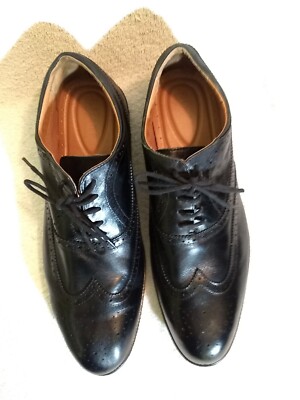 G.H. Bass & Co Mens Black Leather Flex Step Wingtip Oxfords  display picture 1