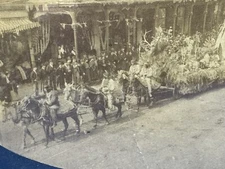 C.1910 Photo Card ~ Parade w/ Indians, Teepee in Brattleboro, VT ~ 6 Horse Team