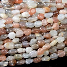 6-8MM Natural Sunstone Moonstone Gemstone Pebble Nugget Loose Beads D184 