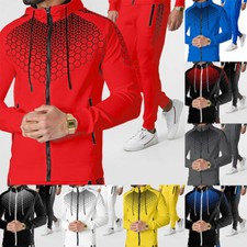 Men Tracksuit 2 pcs Casual Hip Hop Sweatshirt Set Pants Jacket Men's Sweatsuit