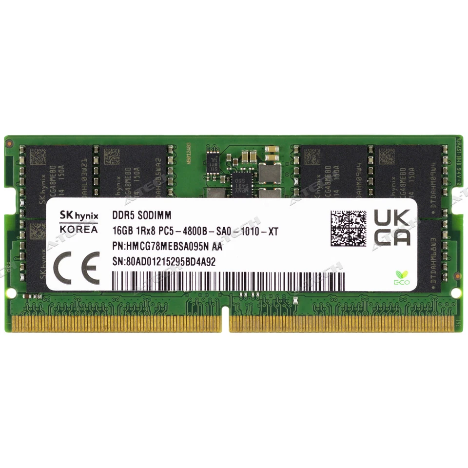 Hynix 16GB 1Rx8 PC5-4800 SODIMM DDR5-38400 262-Pin Non-ECC Laptop Memory RAM 1x - Image 2 of 4