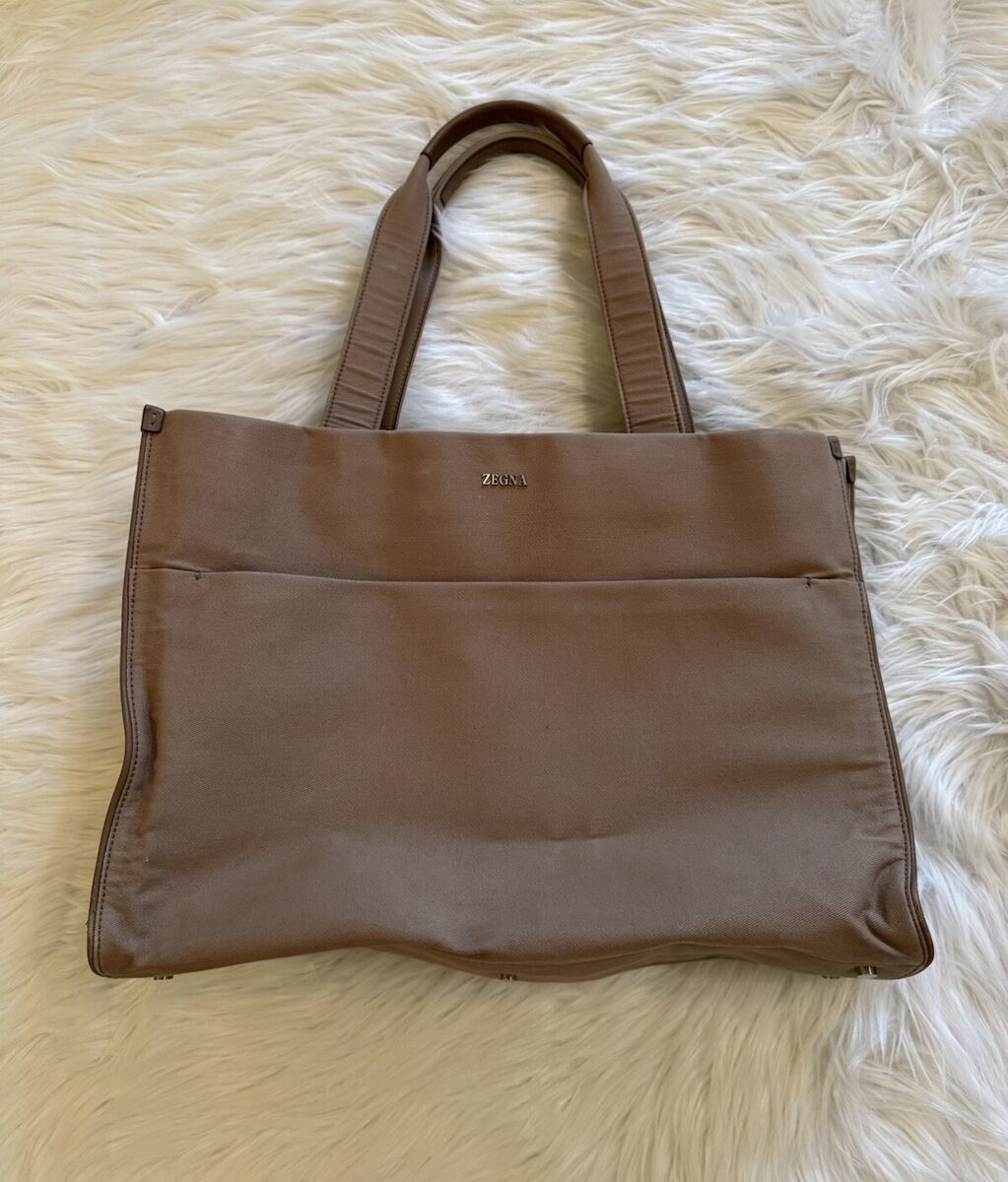 Zegna Canvas and Leather Tote Bag Tan | eBay Zegna Canvas and Leather Tote Bag Tan | eBay