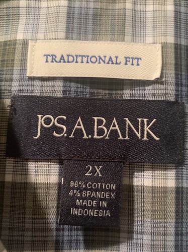 Jos A Bank Sport Shirt 2X Traditional Fit Olive Green Blue Gray Plaid New NWT - Picture 6 of 17