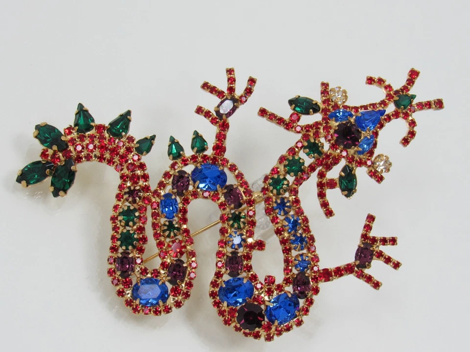 Broche Dragón Grande Diamantes de Imitación Joyas Azul Rojo Verde Amatista Tono Dorado