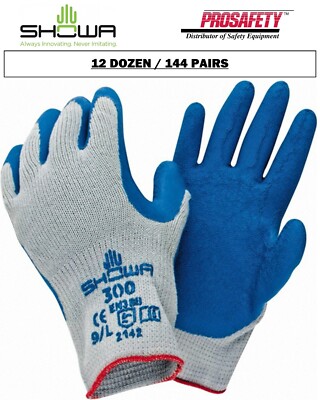 144- 300 BLUE LATEX RUBBER Palm Coated General Purpose PROTECTIVE WORK GLOVES XL