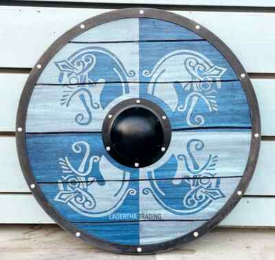 24'' Viking Fenrir Wolf Shield Wooden Battleworn Costume LARP Cosplay Shield