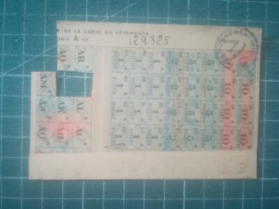 xy095 Tickets Kleidung und Textilien Toulon 1946