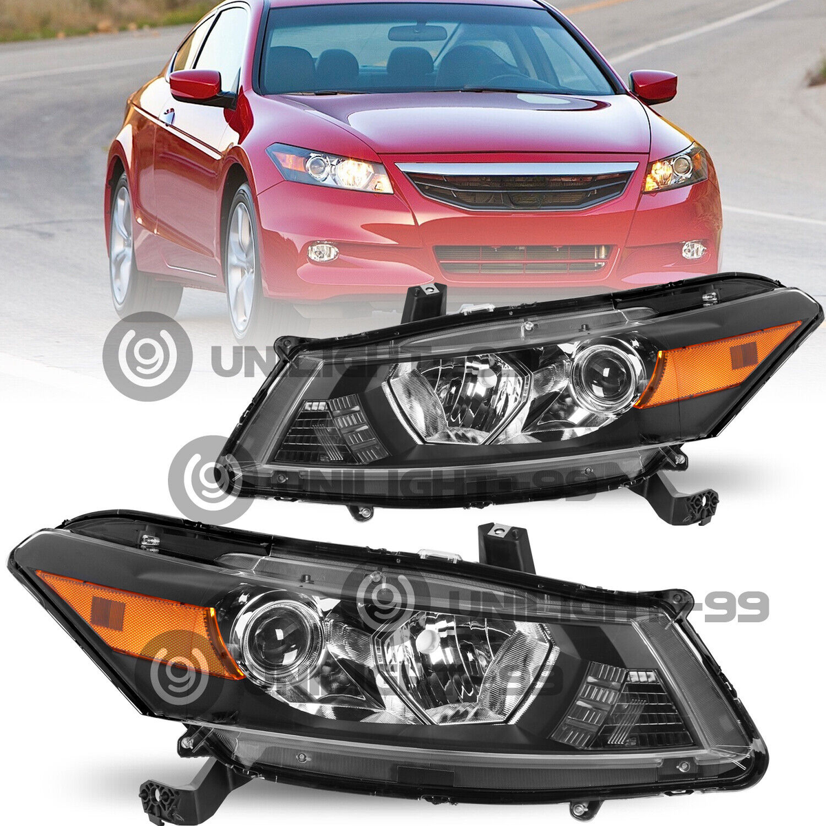 Pair Of Black Projector Headlights For 2008-2012 Honda Accord Coupe (2-Door Only) 8 thumbnail image