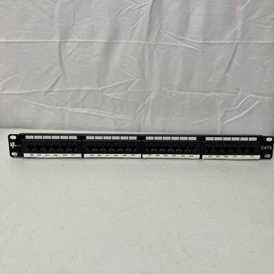 VC Vertical Cables P24T-A11 24-Port CAT-5E Patch Panel 1U Used Some Are Labeled