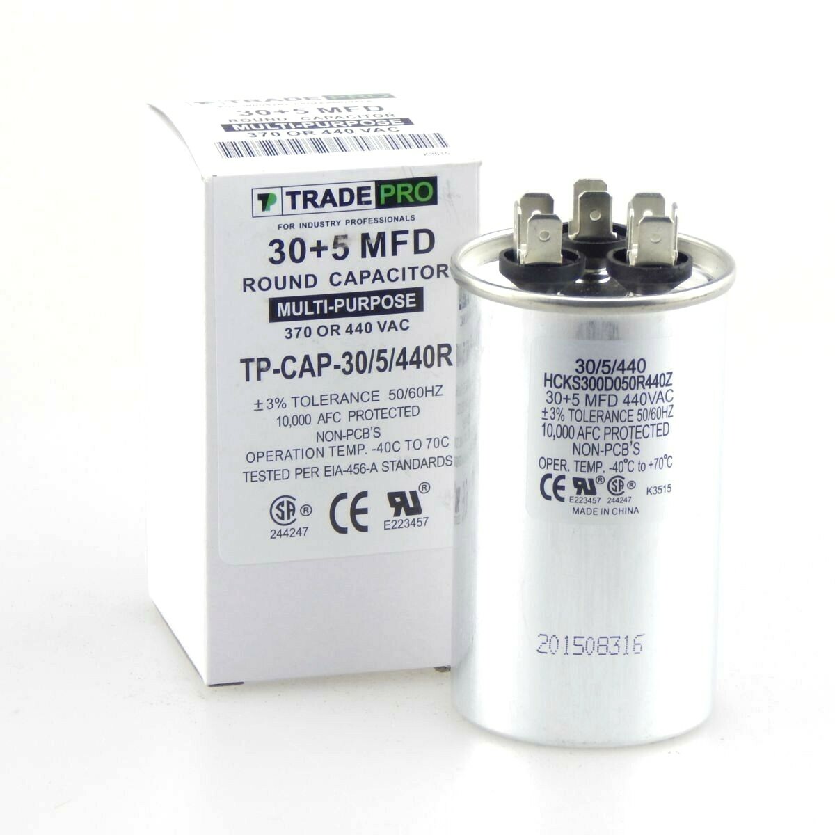 TRADEPRO   TP CAP 45/7.5/440USA R 45/7.5MFD 440/370V Round Capacitor (Made In US - Foto 6