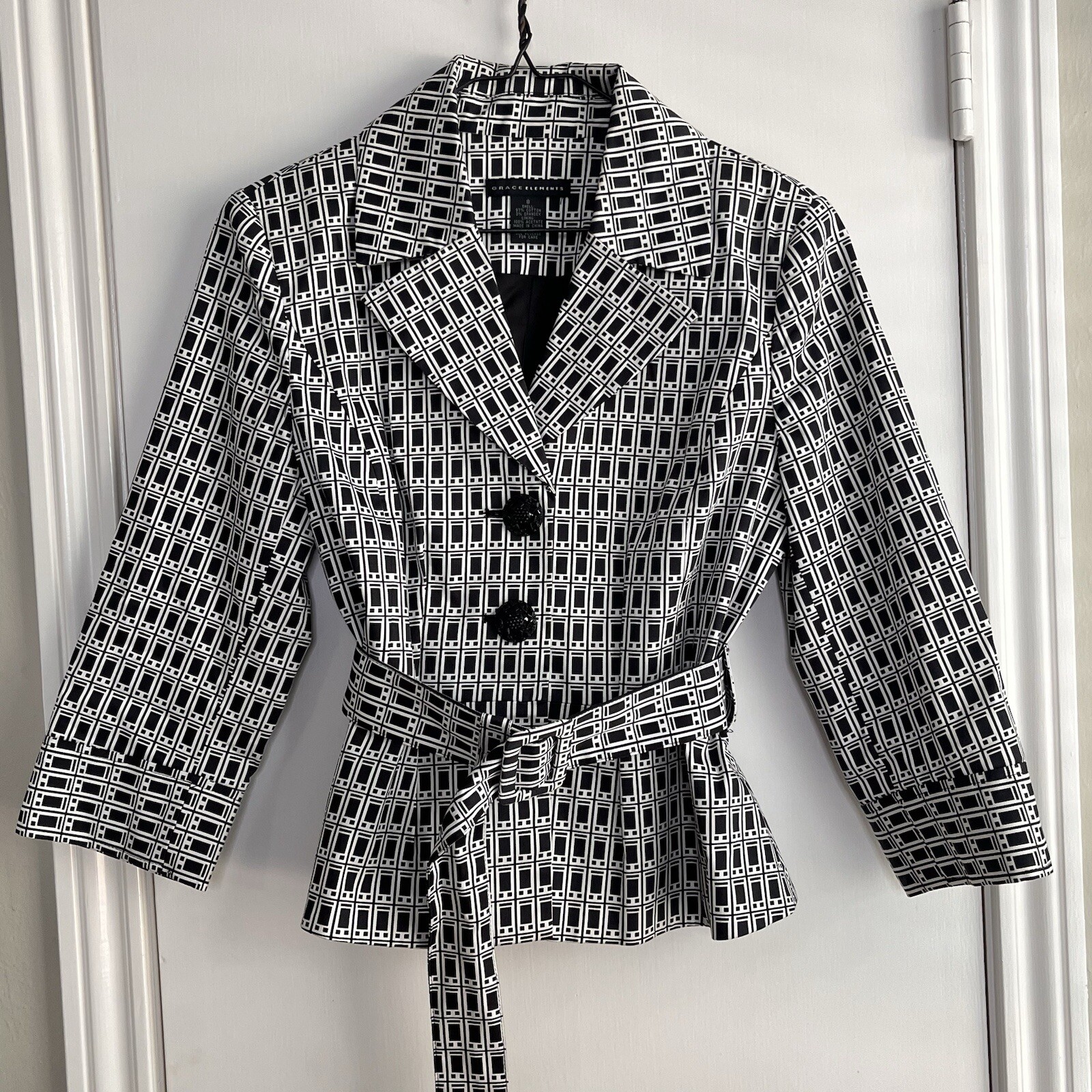 Grace Elements Geometrical Blazer Jacket Belt Box… - image 1