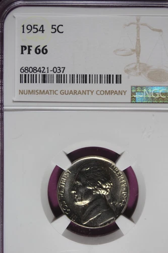 1954 NGC 5C PF66 JEFFERSON NICKEL #B44483