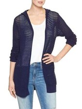 GAP Women s Open Stitch Hoodie Cardigan Sweater Navy NWT Msrp 44.99