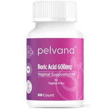 Pelvana Boric Acid Suppositories for Women 60 Count for Vaginal Odor