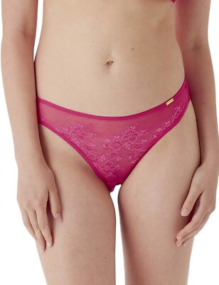 Gossard Glossies Lace Brief 13003 Delicate Semi Sheer Knickers Hot Pink