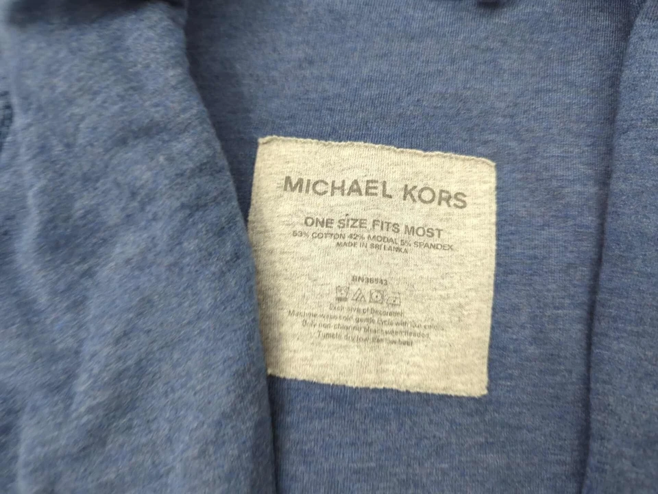 Bata Michael Kors Para Hombres OSFM Azul Mantón Cuello Mezcla Algodón Ropa de Salón Foto 3 de 4