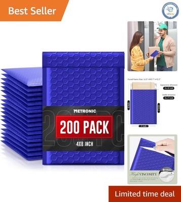 200 Blue Bubble Mailers 4x8   Waterproof Self-Seal Padded Envelopes for Shipping