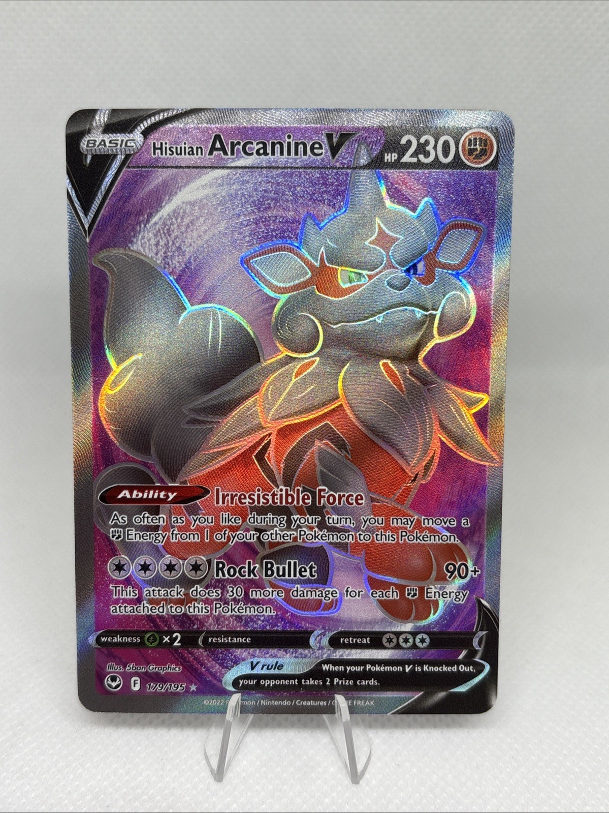 Pokemon TCG Hisuian Arcanine V 179/195 Silver Tempest Ultra Rare English NM Card