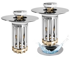 Anlige Bathroom Sink Drain Strainer, 2PCS 3 in 1 Pop Up Silver 