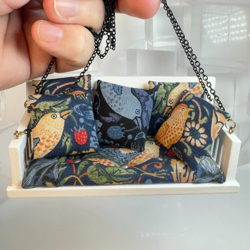 Artisan Dollhouse Miniature Upholstered Garden Bench Swing 1:12 June Tooley YN44 - Image 4 of 4