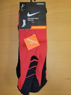 Nike Elite Vapor Cushioned Football Socks-Crew-Red/Black - XL
