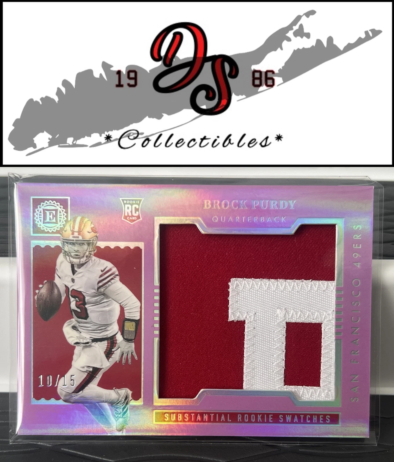 Brock Purdy Panini Encased Substantial Rookie Swatches #SS35 Pearl