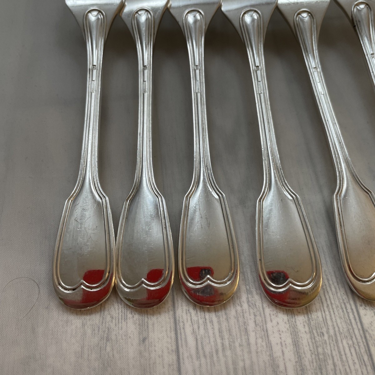 Vintage French silver-plated 6 Forks Christofle Chinon Flatware H