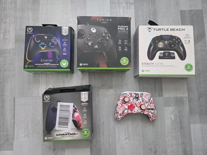 Job Lot of 5x Xbox Controllers Faulty for Parts or Repair PowerA Turtle Beach