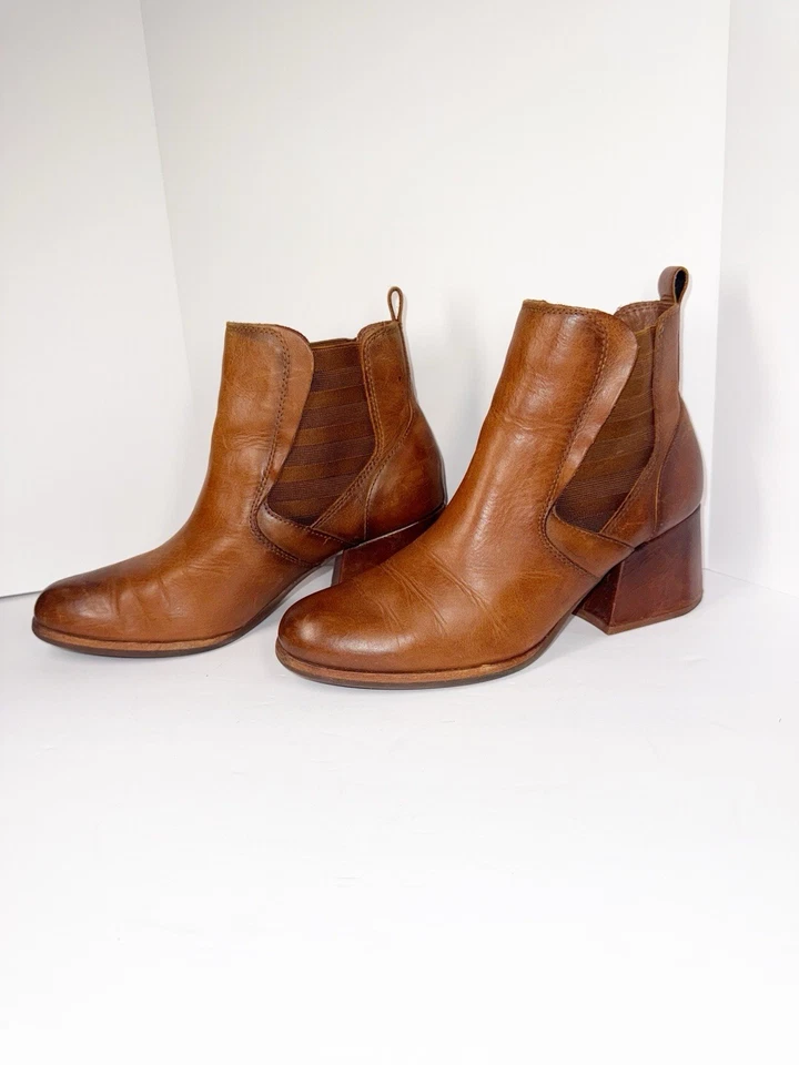 Botín de cuero marrón Kork Ease Albin tacón grueso Chelsea 8,5 Foto 2 de 4