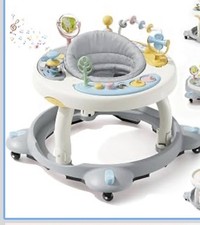 Baby Walker with Wheels Foldable Adjustable Seat Activity Music Grey 6-12M
