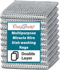 Non Scratch Wire Dishwashing Rag - Double Layer 10 Pcs, Reusable Multipurpose Wi