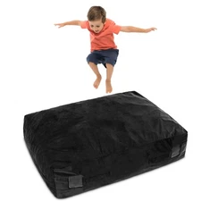 48"x36" Crash Pad Sensory Mat w/ Foam Blocks and Washable Velvet Cover Black