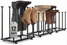 Free Standing Shoe Rack Organizer, Black Metal Tall Boot Holder, Space-Saving...