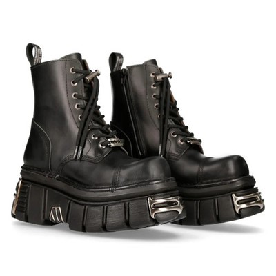 New rock black platform boots size 8