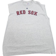 Camicia Boston Red Sox uomo XL grigia MLB baseball Majestic taglio senza maniche