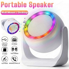 Rechargeable Portable Bluetooth Speaker Wall Mount Kit RGB Light FM Radio AUX US
