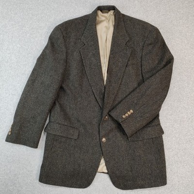Austin Reed Brown Herringbone Red Plaid 2-Button 41R Vintage Tweed Blazer Jacket