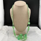 Vintage Glower Bead Glass Necklace UV Czech 36”