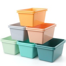 12 Pack Plastic Book Bins Colored Cubby Storage Bins for Classroom Stackable ...