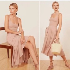 Reformation Dress Womens Extra Large Rou Knit Ballerina Blush Pink Midi Stretch