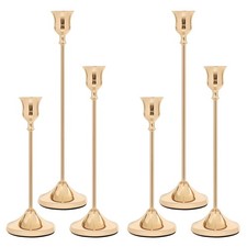 Candlestick Holders 6 PCS, Metal Taper Candle Holder, 2 sets 6 pcs , Gold